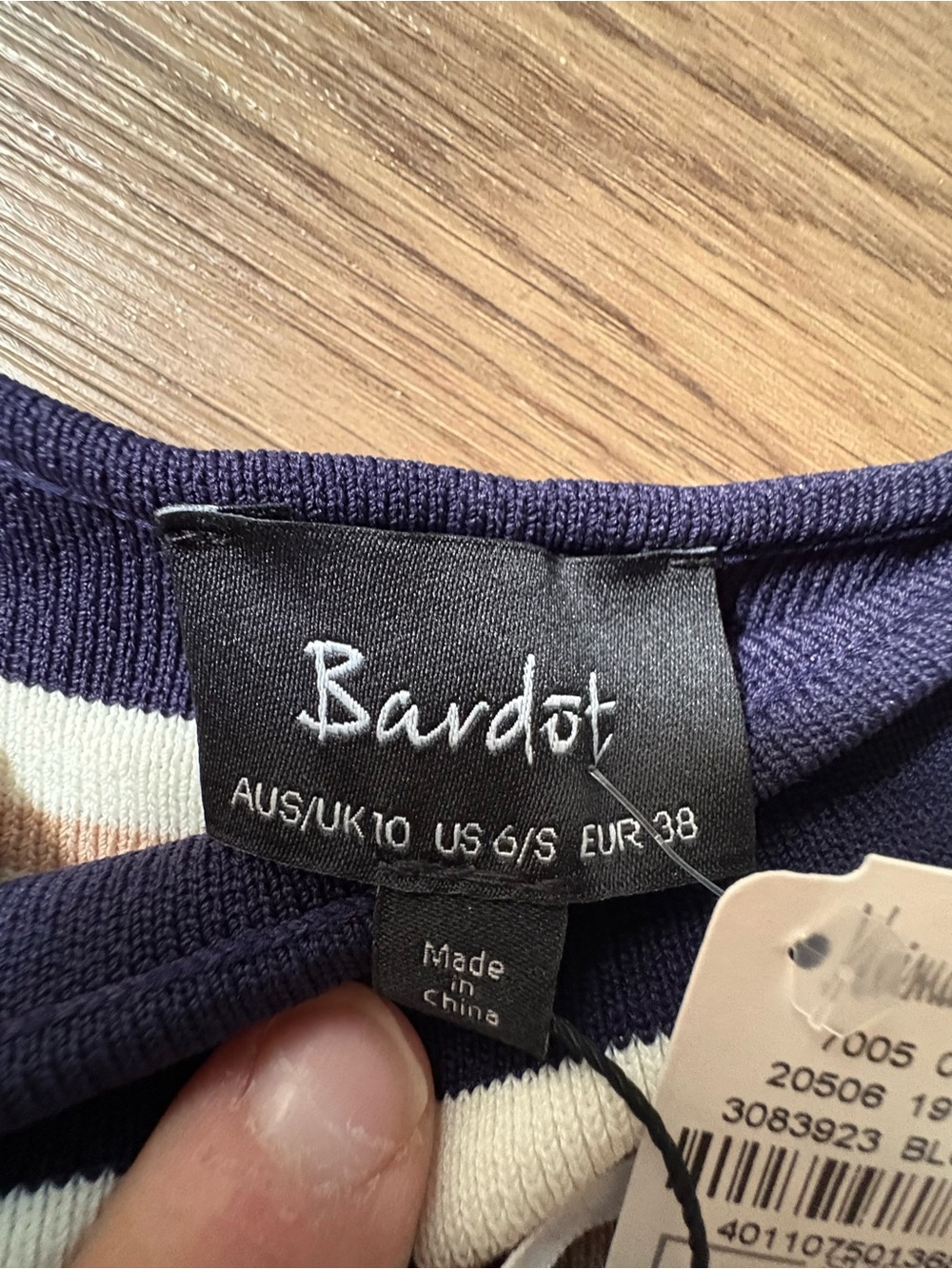 Bardot Navy, Cream and Tan Striped Knit Midi - Picture 2 of 5